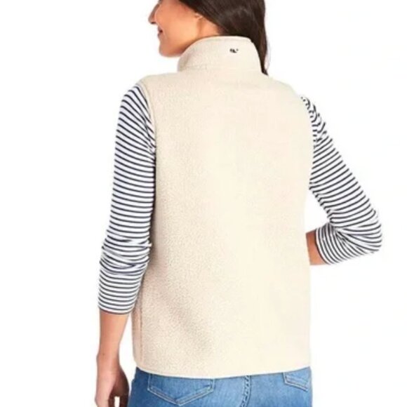 Vineyard Vines Sherpa Harbor Cream Vest Women’s Size : XL - Picture 2 of 6